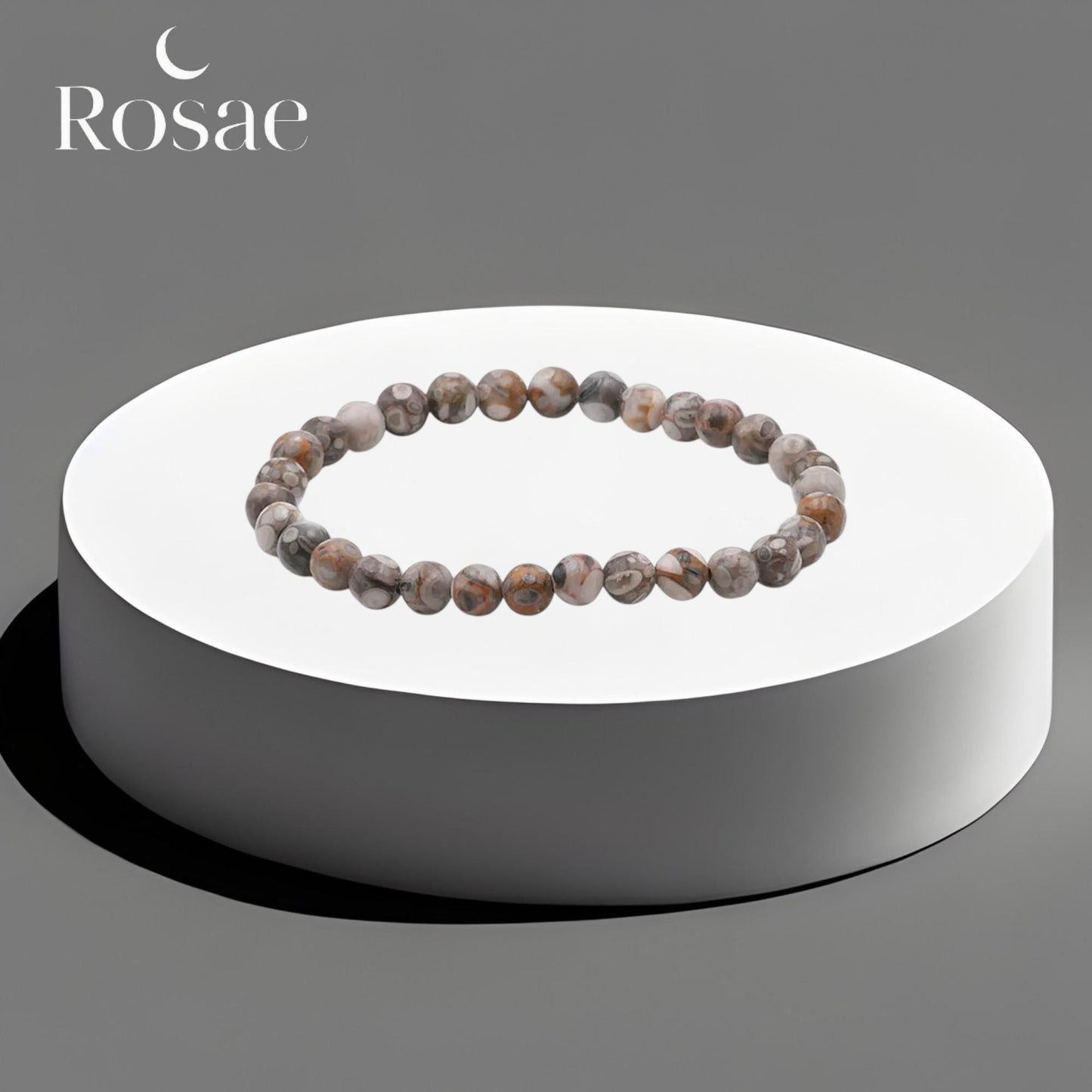 Bracelet Agate Fossile 6 mm – Ancrage, Énergie Positive & Pierre Naturelle