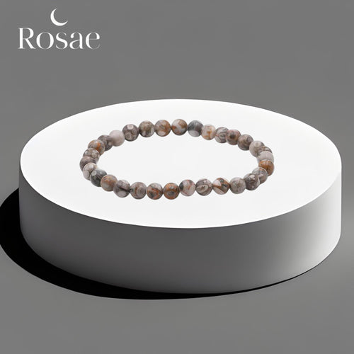 Bracelet Agate Fossile 6 mm – Ancrage, Énergie Positive & Pierre Naturelle